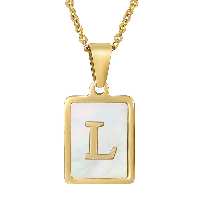 Gold Plated 26 Letters Shell Pendant Necklace