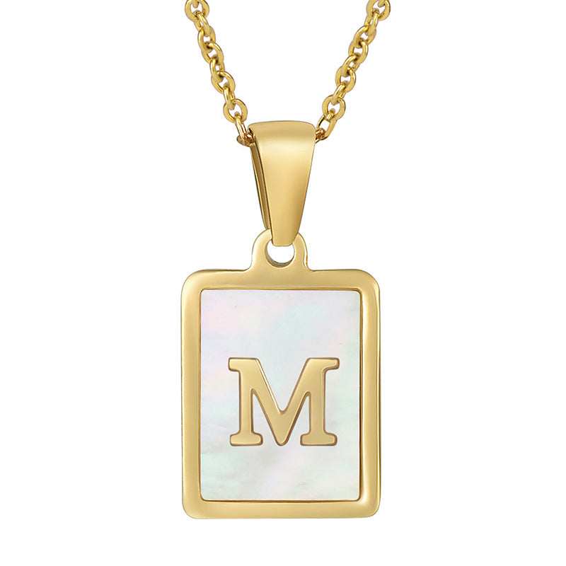 Gold Plated 26 Letters Shell Pendant Necklace