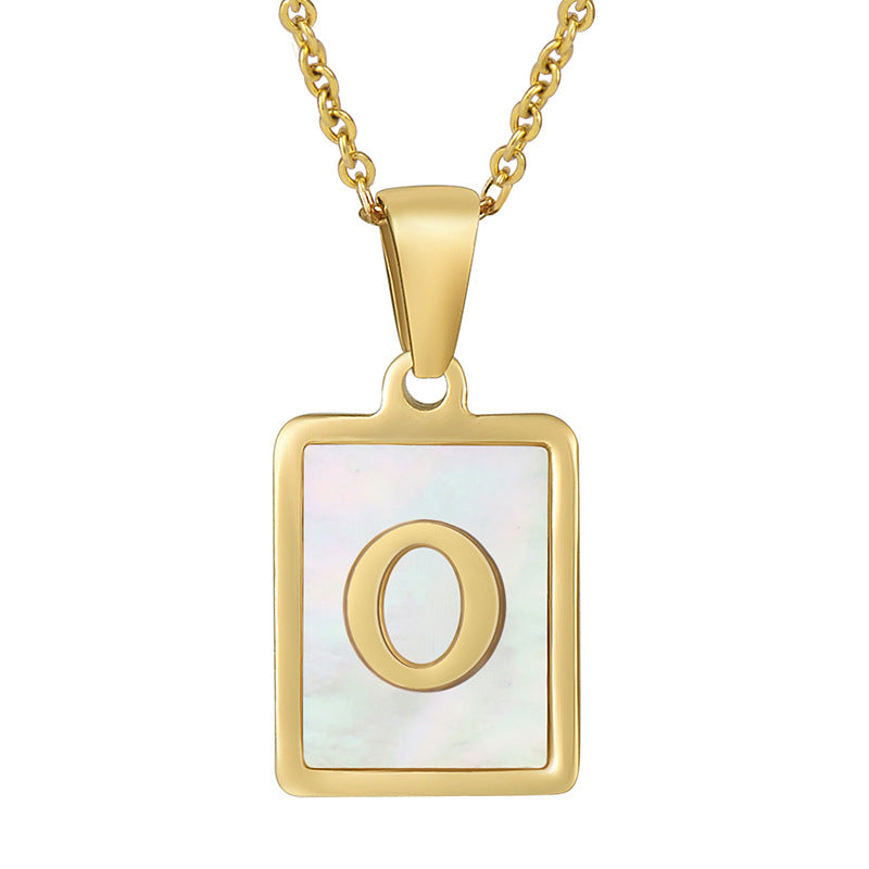 Gold Plated 26 Letters Shell Pendant Necklace