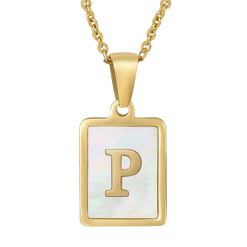 Gold Plated 26 Letters Shell Pendant Necklace