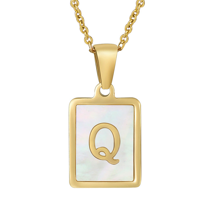 Gold Plated 26 Letters Shell Pendant Necklace