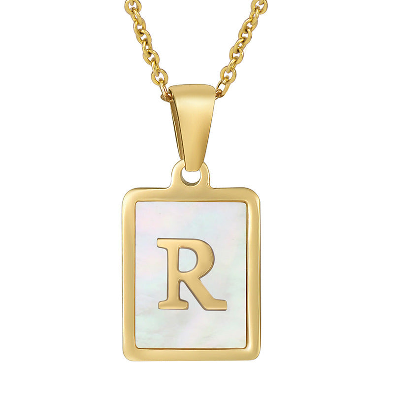 Gold Plated 26 Letters Shell Pendant Necklace