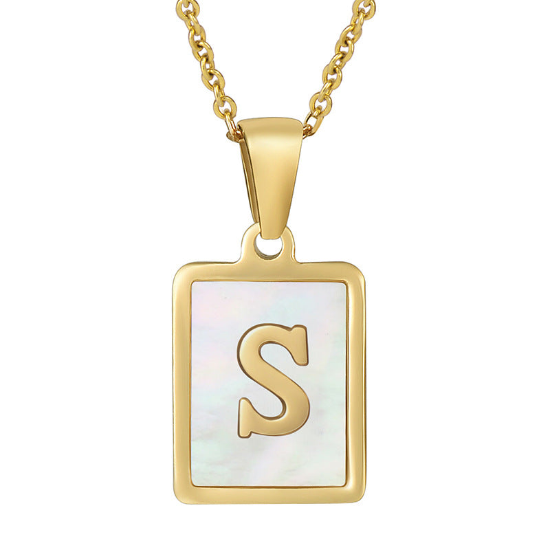 Gold Plated 26 Letters Shell Pendant Necklace