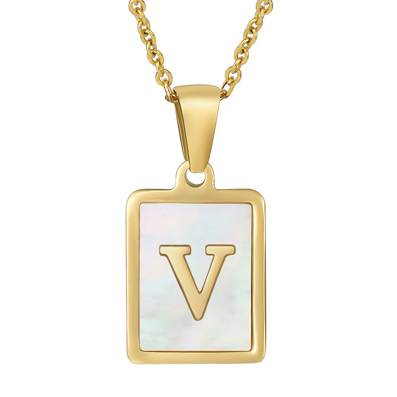 Gold Plated 26 Letters Shell Pendant Necklace