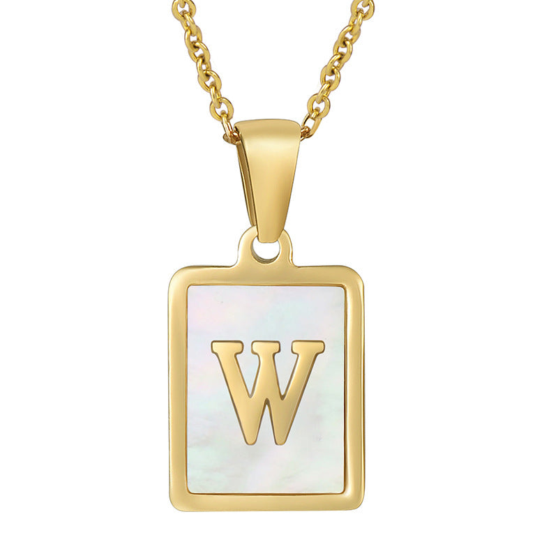 Gold Plated 26 Letters Shell Pendant Necklace