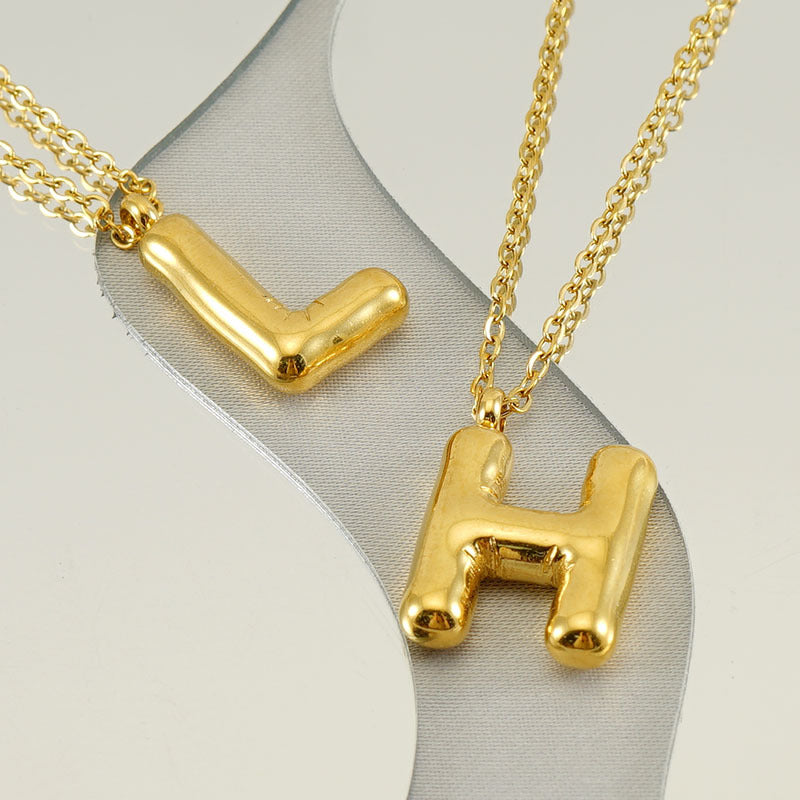 Smooth Bubble Letters Necklace