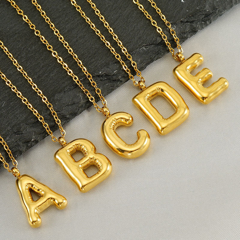 Smooth Bubble Letters Necklace