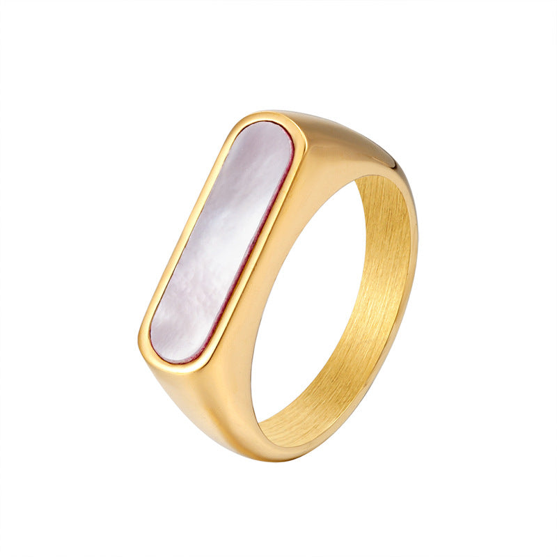 Golden Rectangle Rings Real Shell Women's Rings