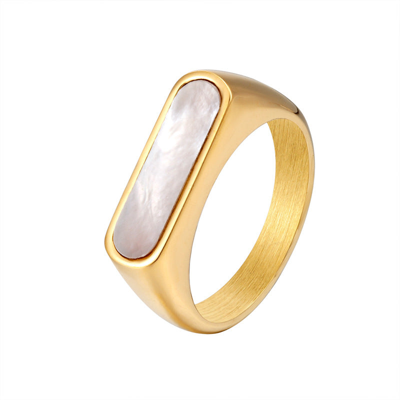 Golden Rectangle Rings Real Shell Women's Rings