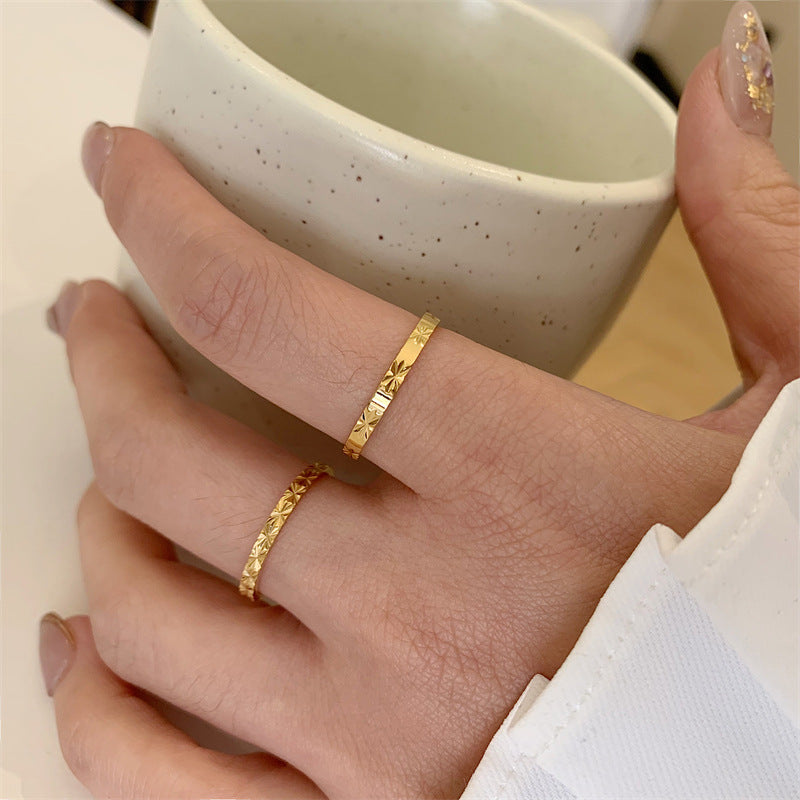 18K Gold Plain Thin Rings for Women Dainty Stacking Rings Minimalist Stackable Bands