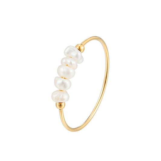 Natural Baroque Pearl Ring 18K Gold Luxury Plain Ring