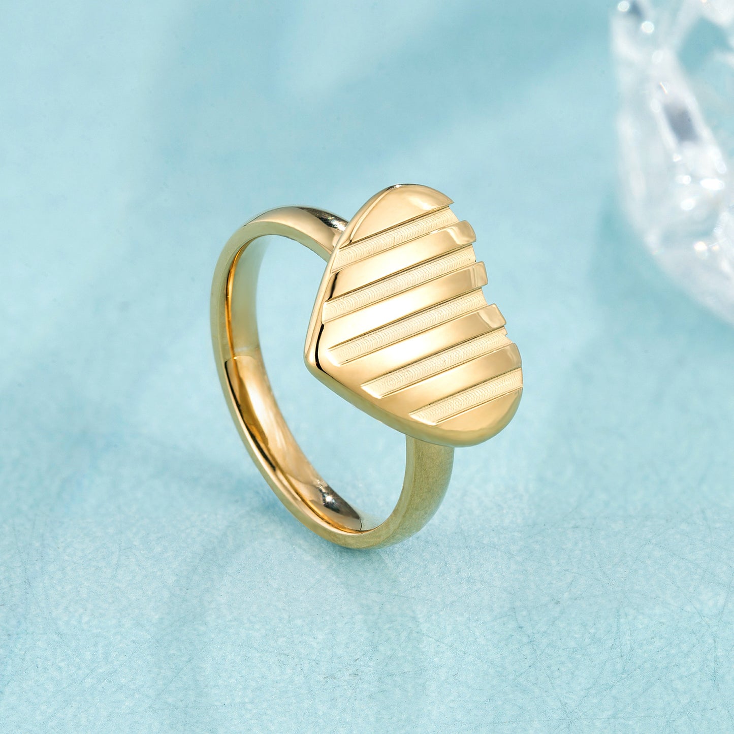 14K Gold Chunky Stripe Heart Rings