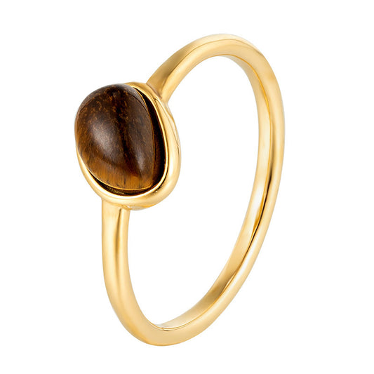 Natural Gemstone Original Tiger's eye Ring in Geometrical Shape