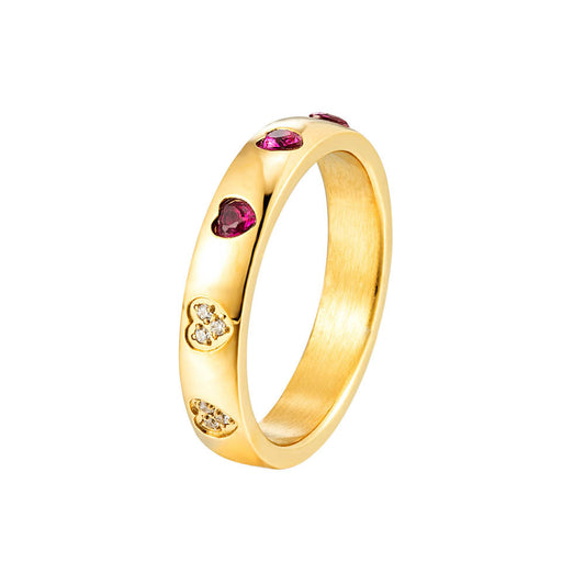 Zirconia Ring Heart Love Light Luxury Ruby Ring