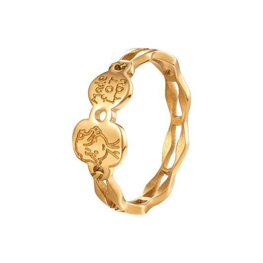 14K Gold Plated Comic Style Ring Lovely Letter Ring