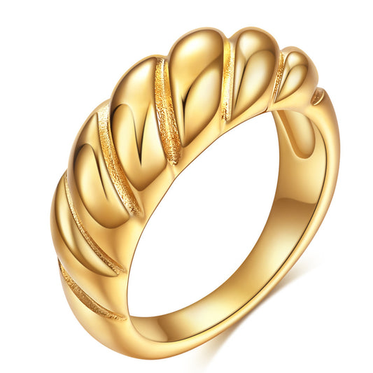 Chunky Twist Bread Ring Steel/Gold