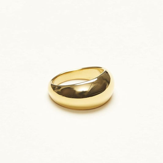 Bold Dome Ring Band Chunky Ring Steel/18K Gold Plated