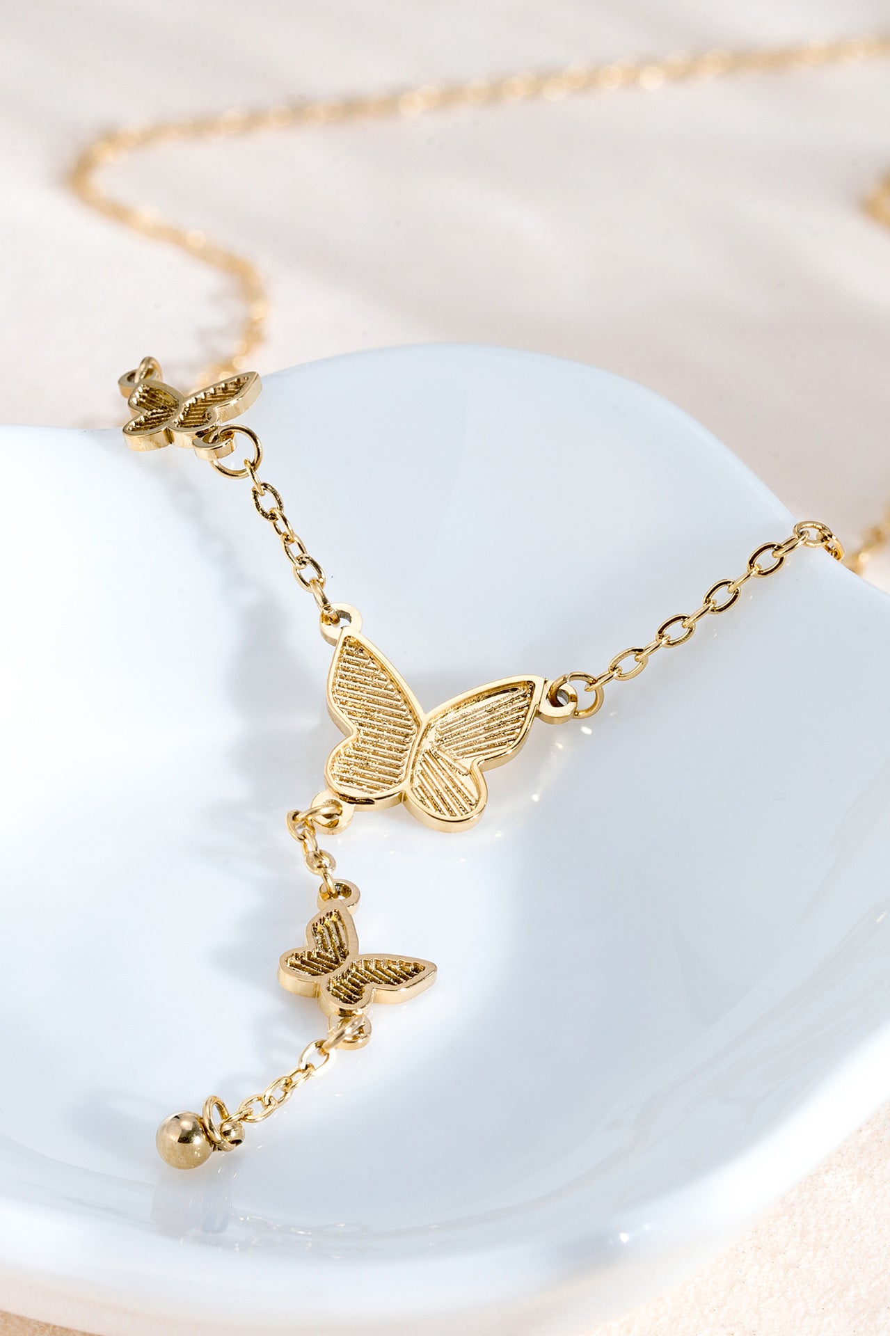 18K Gold Plated Dainty Stainless Steel Butterfly Necklace Choker For Women