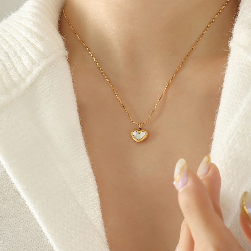 Gold Plated White Shell Heart Set